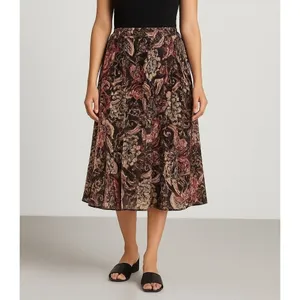 JM Collection Womens Midi Skirt Paisley Floral Print Elastic Waist Size 8 thumbnail 2