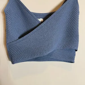 Aerie Cross Front Sweater Tank Top Women's Medium Marbled Blue Summer Going Out thumbnail 7