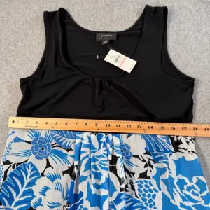 josephine Women's Size 10 Black Blue White Tropical Floral Sleeveless Midi Dress thumbnail 7