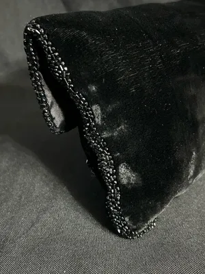 Walborg Handmade Black Beaded Velvet Foldover Clutch thumbnail 6