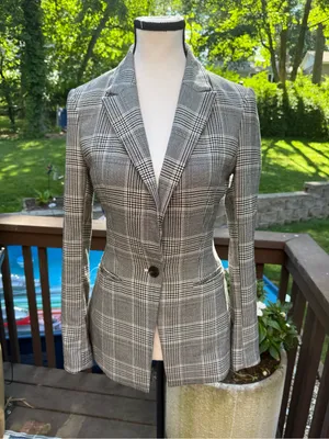 H&M Gray Plaid Blazer - Tailored Single-Button thumbnail 2