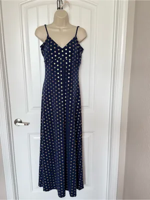 Michael Michael Kors Small Navy Gold Foiled Medallion Prints V Neck Maxi Dress thumbnail 6