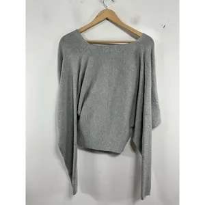 Womans NWT The Drop Long Sleeve Off The Shoulder Cropped Sweater XL Gray thumbnail 2