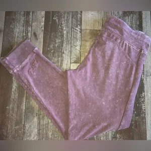 PINK by Victoria secret acid washed cotton campus drawstring yoga pants Sz Lg thumbnail 5