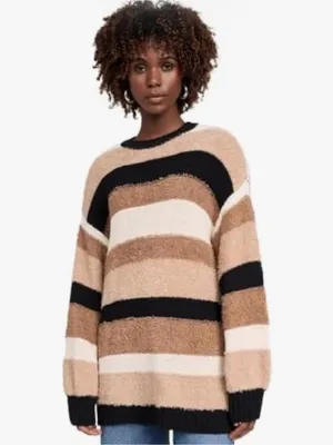Show Me Your Mumu Timothy Tunic Sweater in Neutral Multi Stripe Size Medium thumbnail 2