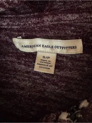 American Eagle Women's Marled burgundy wine red Zip-Front Hoodie crop top small thumbnail 7