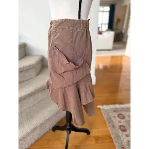 Oli + Hali Brown Cargo Asymmetric Ruffle Hem Knee Length Skirt Boho Western thumbnail 2