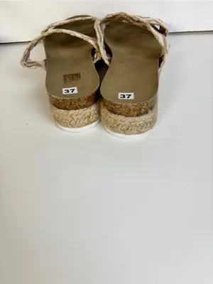 Woven Beige & Cream Espadrille Slide Sandals thumbnail 4