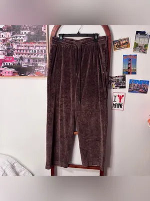 Aritzia TNA Relaxed Velour Sweatpants Brown Straight Leg thumbnail 3