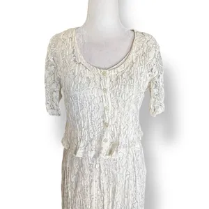 Vintage Nostalgia Lace Maxi Dress‎ Cream Romantic Cottagecore Small Deadstock thumbnail 4