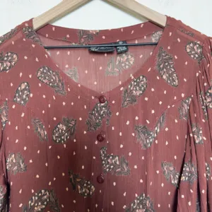 Phool Women Midi‎ Dress M Rust Brown Feather Academia Goblin Gremlin Whimsigoth thumbnail 3