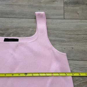 Zara Pink Knit Mini Dress Women's M Gold Button Pockets Sleeveless Preppy thumbnail 6