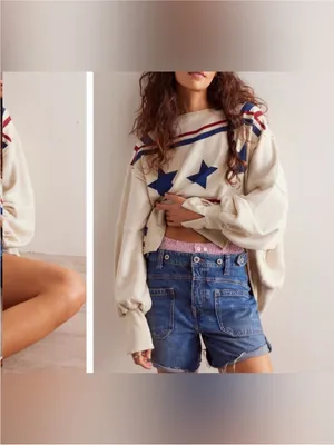 NWOT Free People We The Free Graphic Camden Sweatshirt - stars stripes - XS thumbnail 6