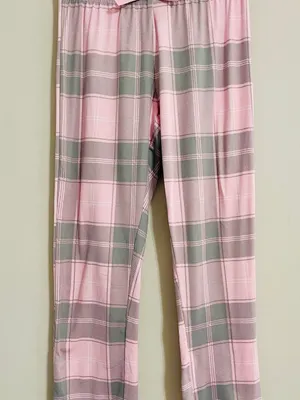 Delia’s Y2K Pajama Bottoms Sz S Pink Gray Plaid Super Soft Lounge Pants 2000s thumbnail 4