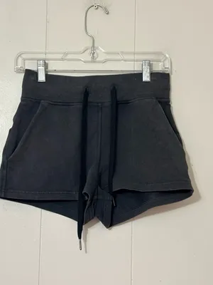Lululemon Loop Back Acid Rubber Dye Black 2” Shorts Size 4 thumbnail 3