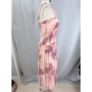 NWT Free People Tessa Smocked Assymetrical Ruched Midi Dress Pink‎ Floral M thumbnail 8