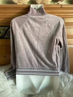 Victoria's Secret Silver Gray Velour Half Zip Sweater thumbnail 3