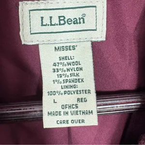 Vintage L.L. Bean Tweed‎ Blazer Large Burgundy Herringbone Wool Silk Blend Maroo thumbnail 11