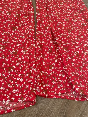Blue Rain red floral jumpsuit v-neck tie back jumper Women’s size Large thumbnail 7