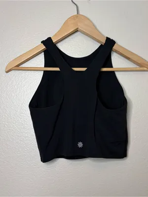 Athleta preppy casual athletic XS influencer aesthetic bra sports XS black crop thumbnail 5