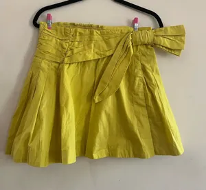 Maeve Yellow Bow Tie Mini Skirt Small Cotton Resort Vacation Euro Summer Beach thumbnail 1