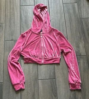 SHEIN cropped zip velvet jacket thumbnail 1