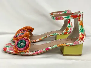Betsey Johnson Brandee Sandals Crochet Flower Block Heel Sz 8.5 New thumbnail 1