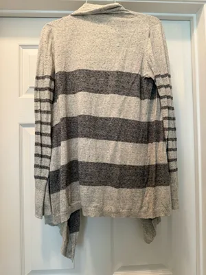 The Loft Striped Open-Front Women's Sweater Cardigan thumbnail 2