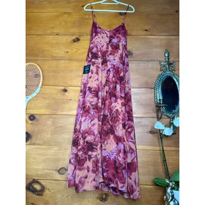 NWT Lulus Beautiful Soul Burgundy Floral Print Twist-Front Maxi Dress Cruise M thumbnail 7