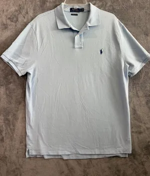Polo Ralph Lauren Men’s XL Custom Slim Fit Light Blue Pony Logo Polo Shirt thumbnail 1
