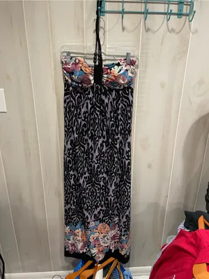 Cute boho beaded tie maxi halter dress Saint Tropez West beach pool festival thumbnail 8