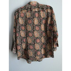 Lauren Ralph Lauren Paisley Ruffle Blouse Cotton Boho Cottagecore Western XL thumbnail 4