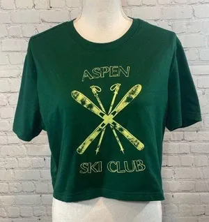 COLSIE Green Aspen Ski Club Cropped Tee-XL thumbnail 1