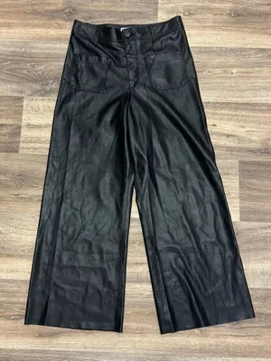 Zara Faux Leather 90s High Rise Wide Leg Black Pants Women’s 10 thumbnail 2