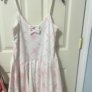 Cream and Light Pink Tie-Front Romper Dress thumbnail 2