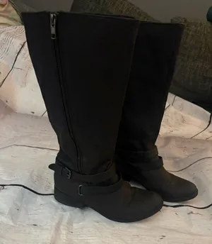 Charlotte Russe Women’s Black Riding Boots with Buckle Detail side zip 7 thumbnail 1