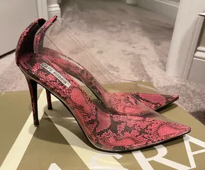Nwot Cape Robbin Clear Transparent Pink Snake Pumps 9 thumbnail 1