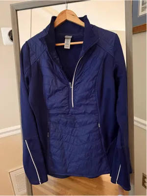 Champion Women's Duo Dry Quilted Jacket Blue White Large thumbnail 1