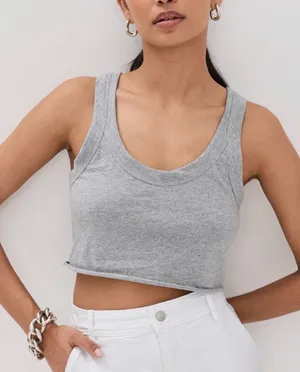 Aerie Crop Top Tank Top Gray Women’s Size M thumbnail 1