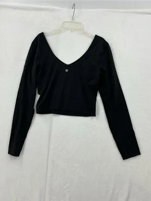 lululemon athletica Black Long Sleeve Scoop Neck Top 1012 thumbnail 2