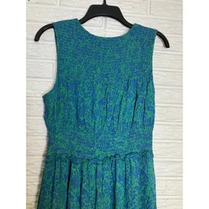 Anthropologie‎ green blue floral tiered maxi dress v-neck sleeveless women small thumbnail 8