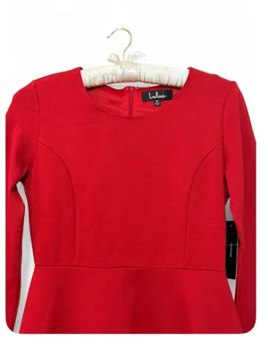 NWT Lulus Women’s Red Forever Chic Red Long SleeveMidi Dress Size Medium thumbnail 13