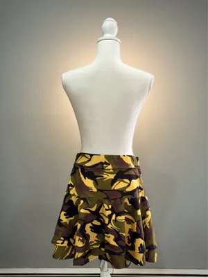 Unbranded Yellow Camo Stretch Waist Mini Skirt Size XL EUC thumbnail 2