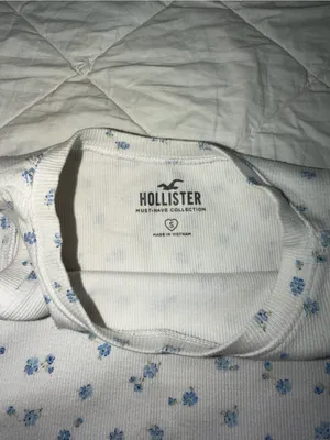 Hollister White Tank Top with Blue Floral Print thumbnail 2