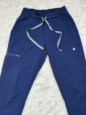FIGS Yola Skinny Scrub Pants Women’s XS Navy Blue Yoga Waist Medical Cargo thumbnail 2