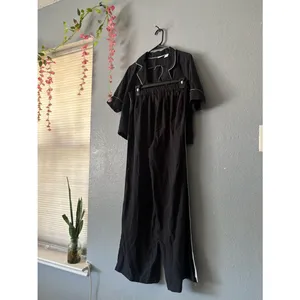 Jason Wu Black Pajama Set with White Piping – Size Medium thumbnail 3