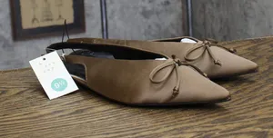A New Day Camille Satin Slingback Bow Flats 94648297 Brown 9.5M thumbnail 1