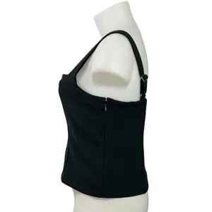 Abercrombie & Fitch Black Sleeveless Square Neck Crop Corset Crop Tank Top Sz XL thumbnail 2