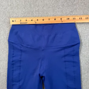 NUX Blue Ribbed Leggings Size Medium High Rise Active Stretch thumbnail 4