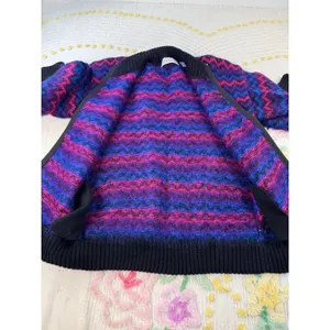 Vintage Kerri Kelsey Mohair Wool Zip Cardigan Sweater‎ Pink Purple Chevron Small thumbnail 10